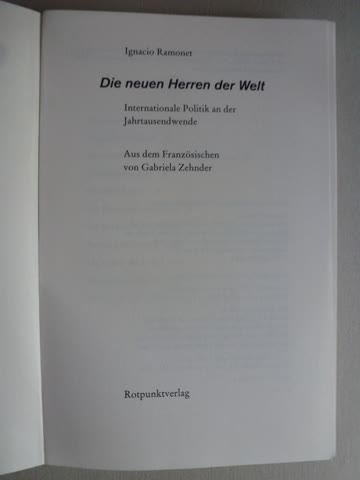 Die neuen Herren der Welt - Ignacio Ramonet