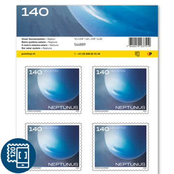 Briefmarken CHF 1.40 «Neptun», Bogen mit 10 Marken