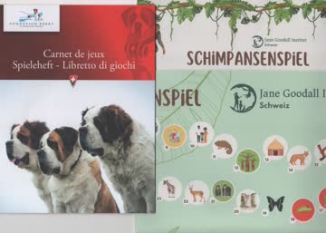 1 Spieleheft und 1 Schimpansenspiel auf Papier