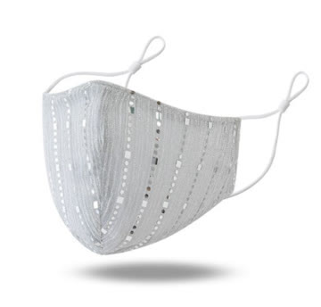 Stoffmaske weiss-silber NEU / 1 Stück