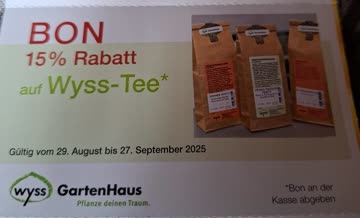 Gutschein 15 % auf Wyss- Tee