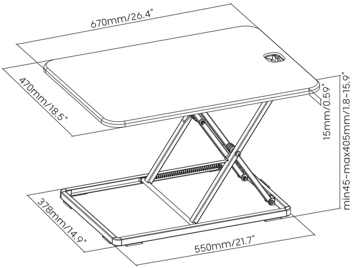 DeskLift Laptop Standing Desk Converter dimensions