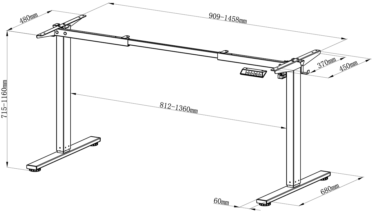 Freedom Electric Standing Desk dimensions