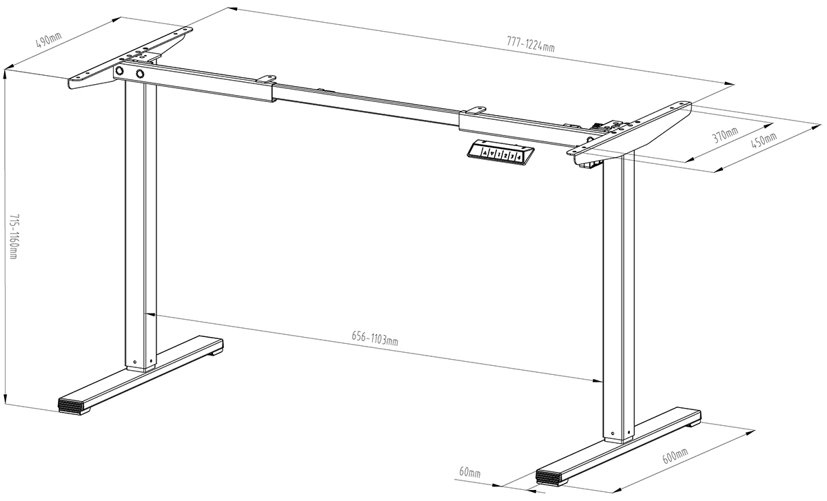 Freedom Mini Electric Standing Desk dimensions