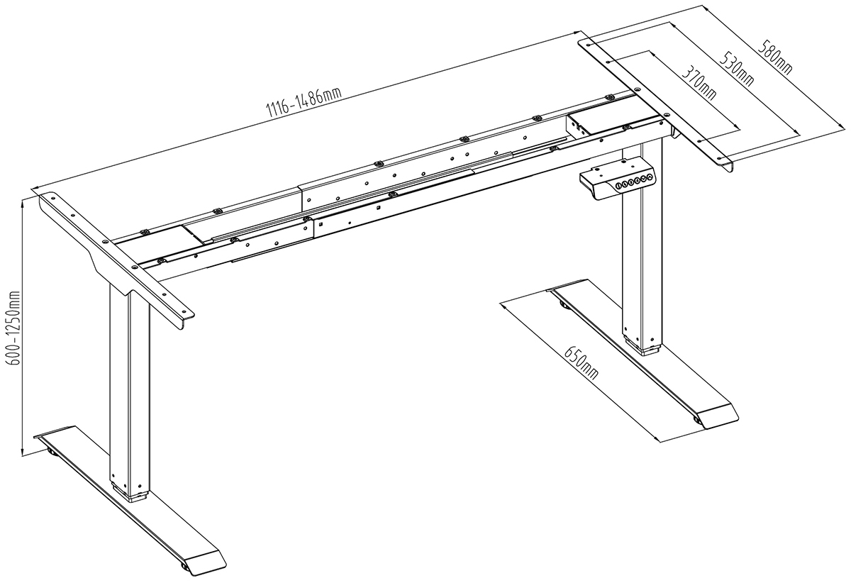 Freedom Plus Electric Standing Desk dimensions