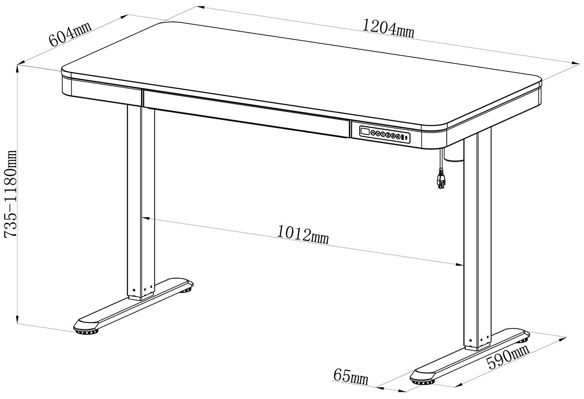 Freedom Smart Electric Standing Desk dimensions