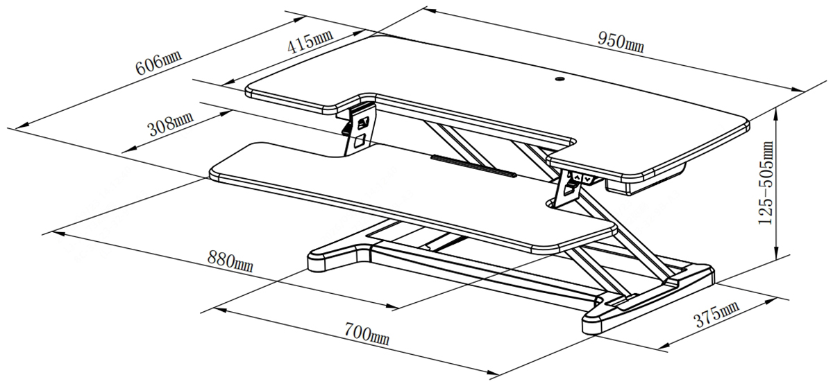 Freelift Electric Standing Desk Converter dimensions