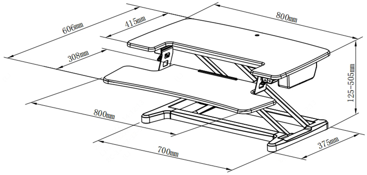 Freelift Electric Standing Desk Converter dimensions