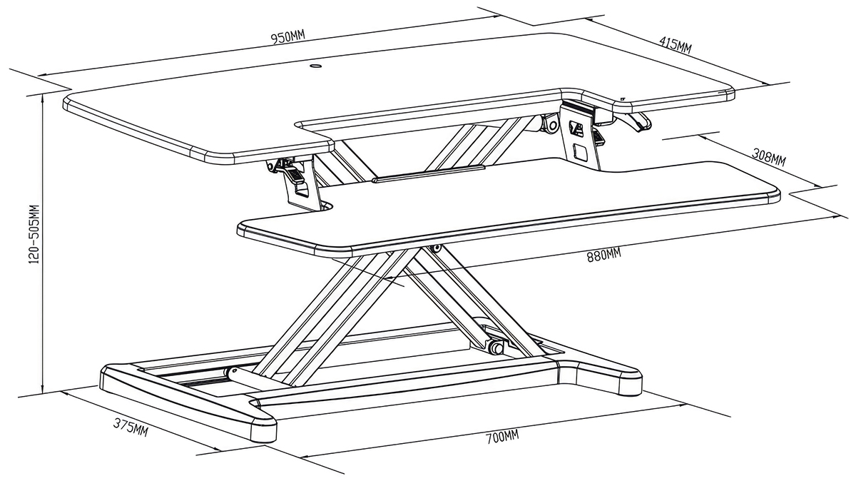 Freelift Standing Desk Converter dimensions