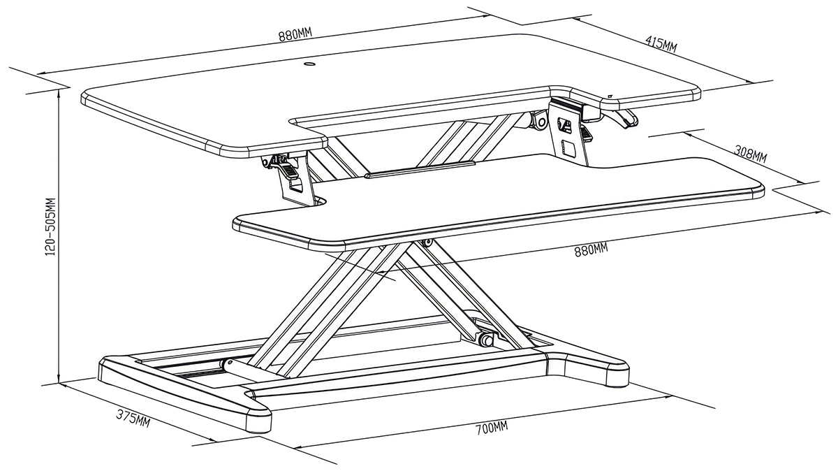 Freelift Standing Desk Converter dimensions