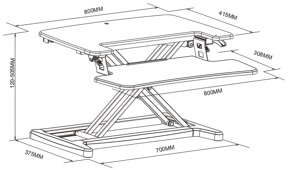 Freelift Standing Desk Converter dimensions