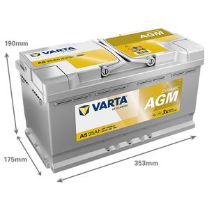 Varta A5 019AGM Replaces MERCEDES OEM Part A 001 982 820 8  