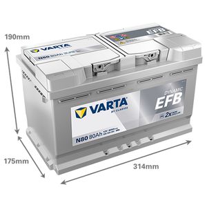 Varta N80 EFB Start Stop Car Battery 115EFB