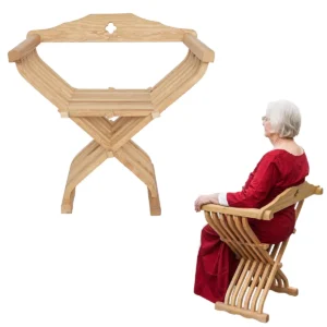 Medieval Savonarola Folding Chair in Natural Ash Wood