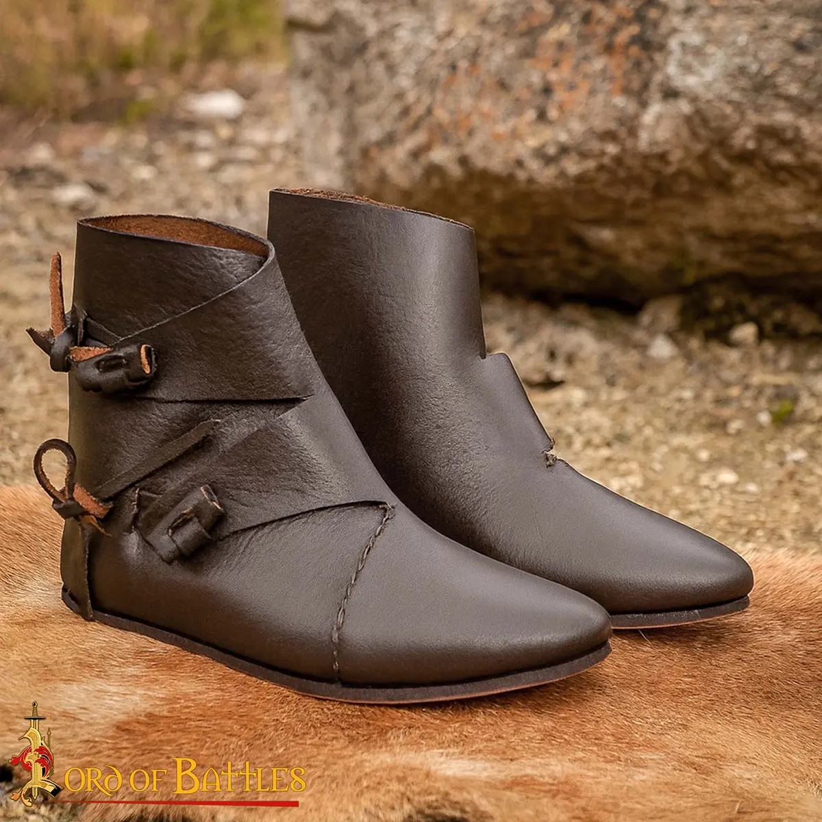 Early Medieval Jorvik Leather Toggle Shoes - Image 15