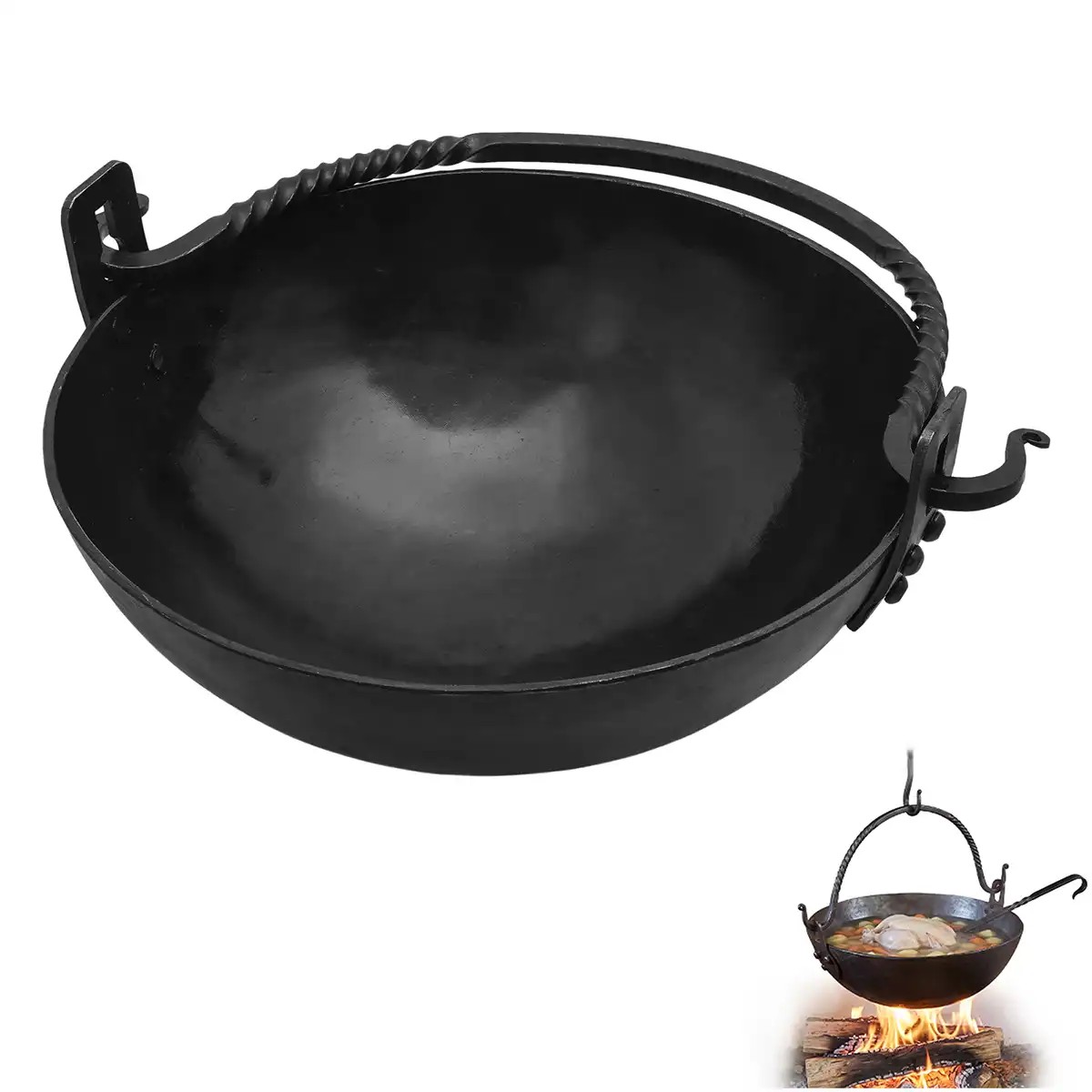 Hand-Forged Viking Iron Cauldron Kettle - 21cm - Image 2