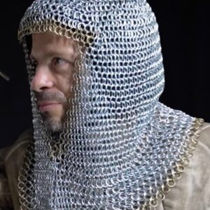 Medieval 16G Zinc & Brass Steel Chainmail Coif - 10mm Butted