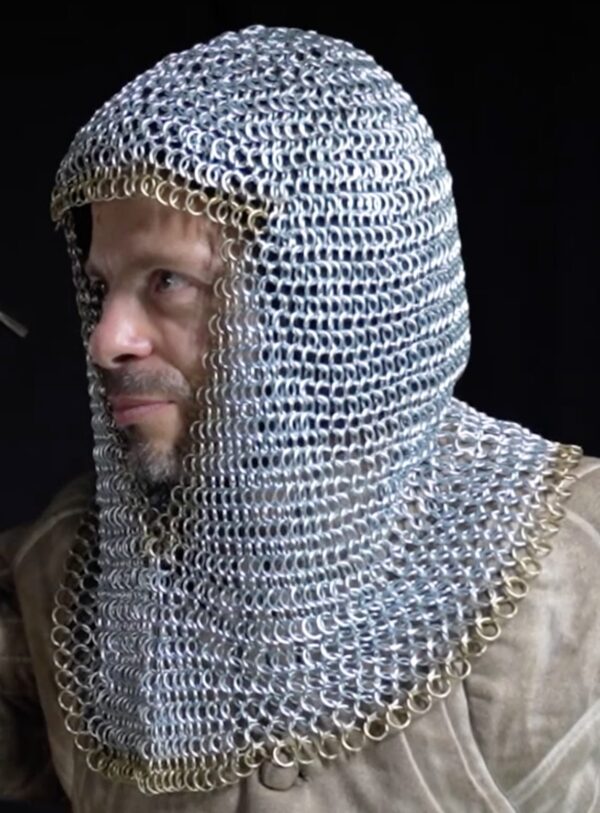 Medieval 16G Zinc & Brass Steel Chainmail Coif - 10mm Butted