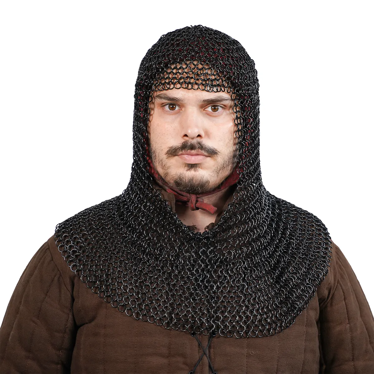 Medieval 16-Gauge Mild Steel Chainmail Coif with 10mm Rings - Image 9