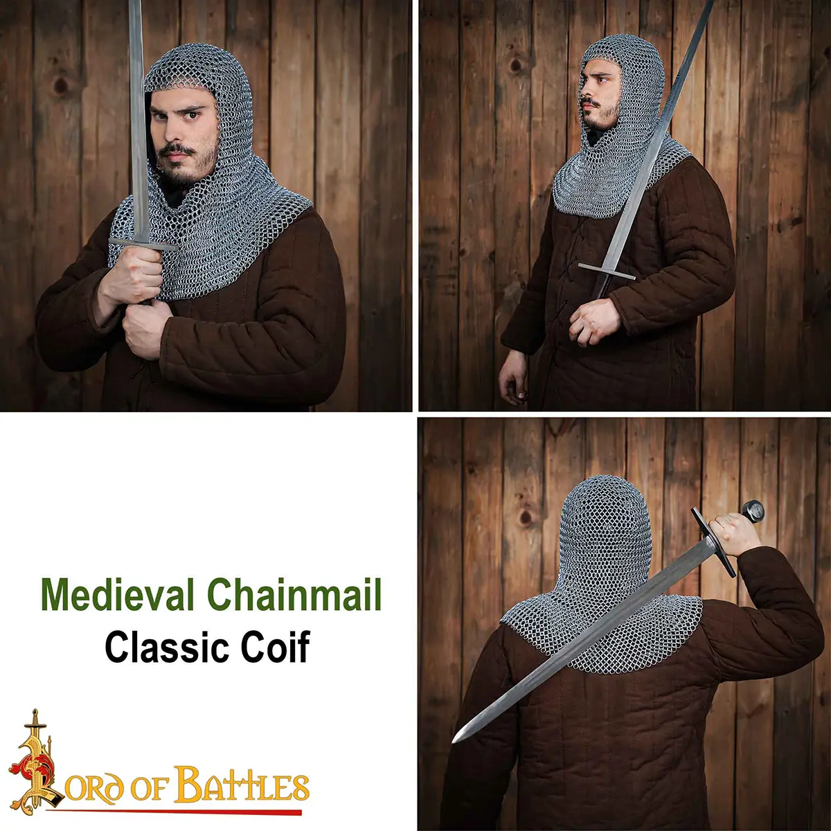 Medieval 16-Gauge Mild Steel Chainmail Coif with 10mm Rings - Image 4