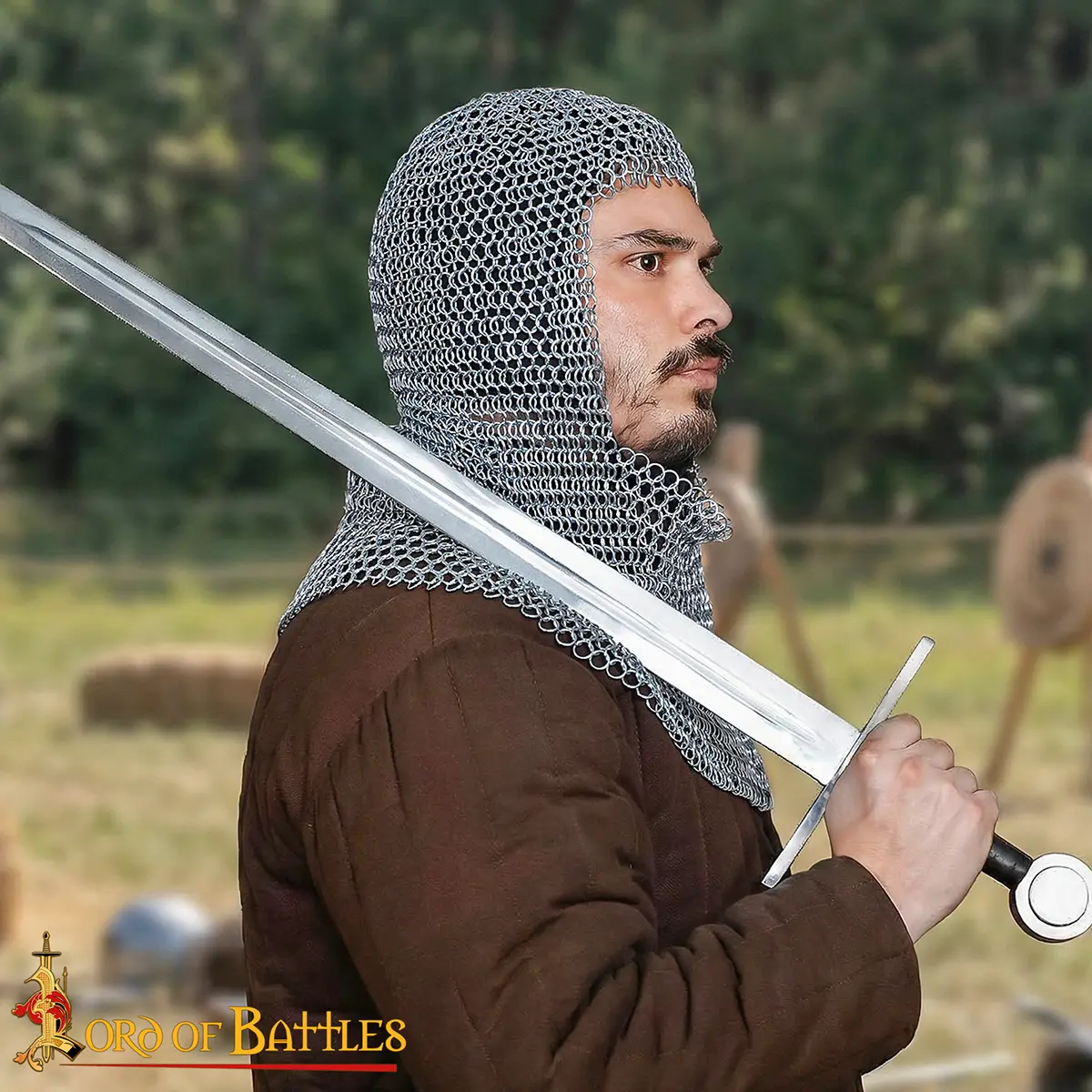 Medieval 16-Gauge Mild Steel Chainmail Coif with 10mm Rings - Image 7