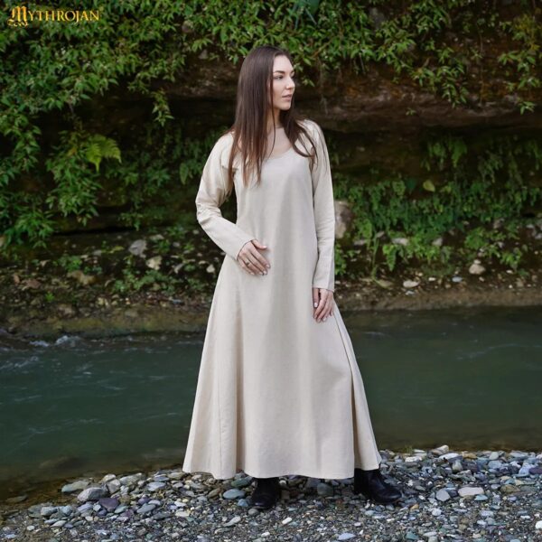 Medieval Linen-Cotton Long Sleeve Underdress Chemise