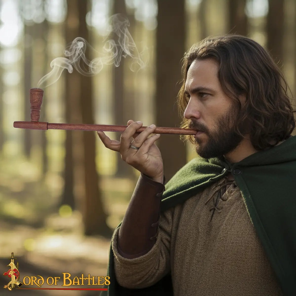 Handcrafted Inlaid Acacia Wood Historical Pipe - Image 4