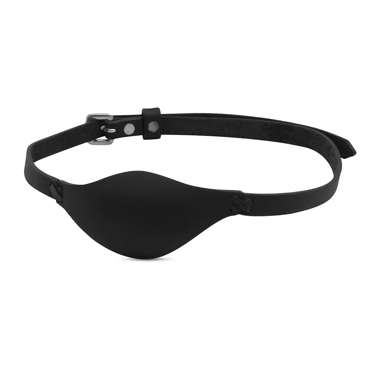 Black Leather Pirate Eye Patch with Adjustable Strap - Image 2