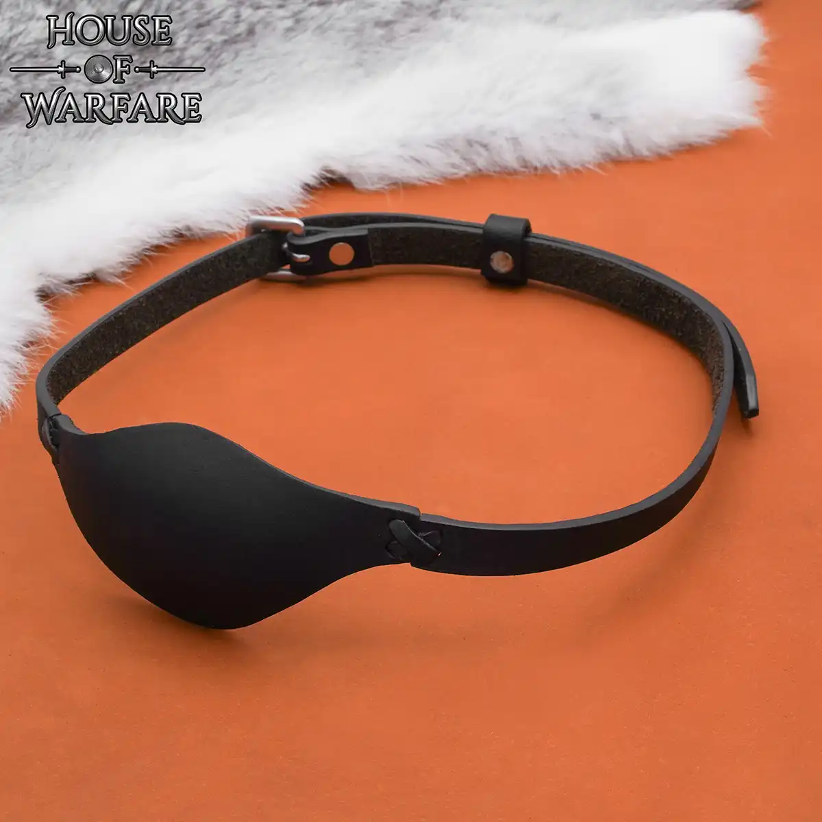 Black Leather Pirate Eye Patch with Adjustable Strap - Image 3