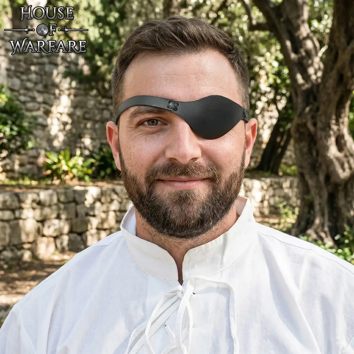 Black Leather Pirate Eye Patch with Adjustable Strap - Image 6