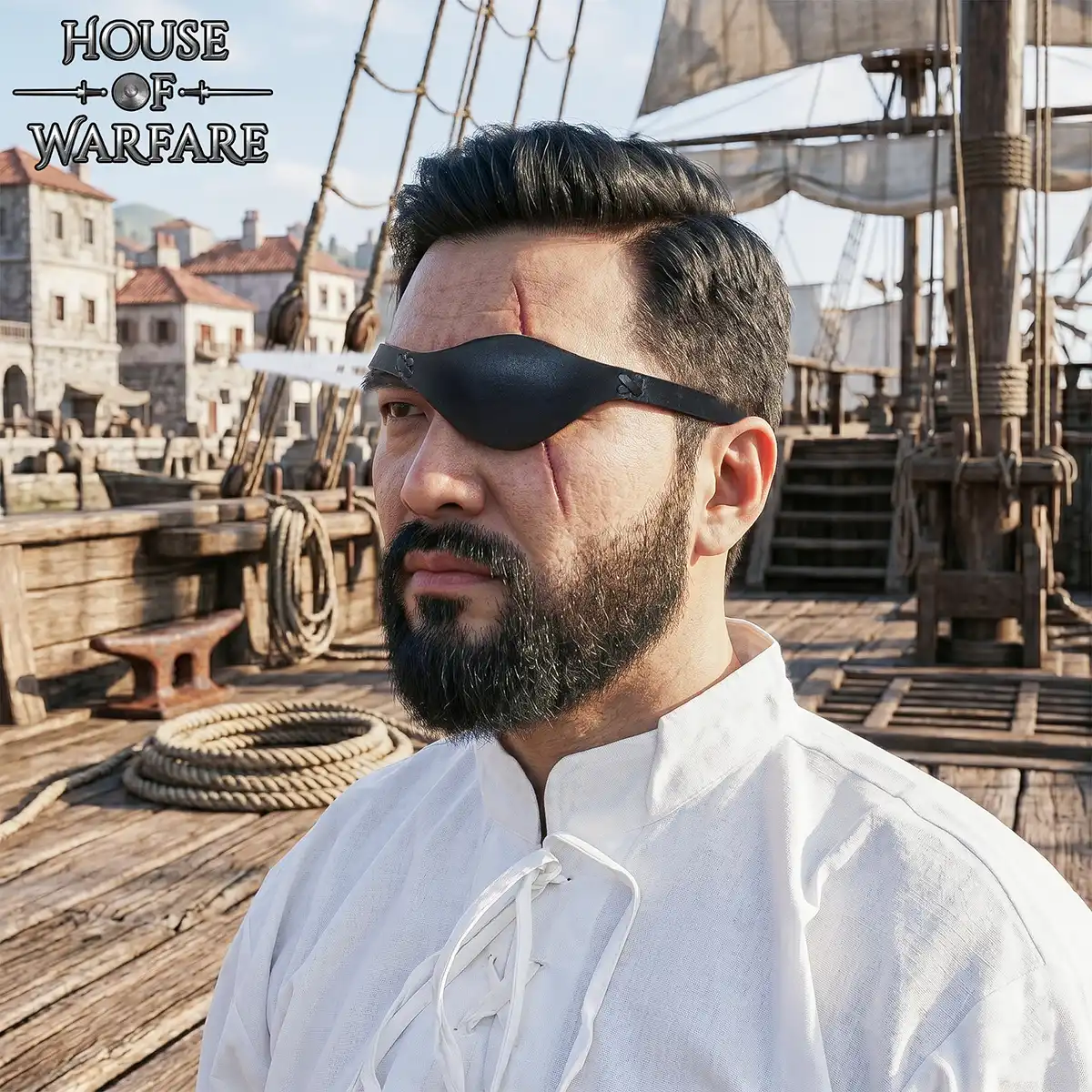 Black Leather Pirate Eye Patch with Adjustable Strap - Image 7