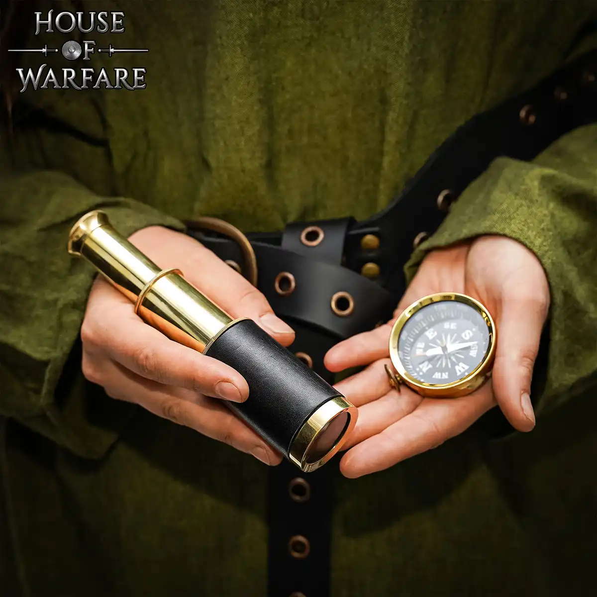 Pirate Treasure Hunt Set with Brass Spyglass, Compass & Suede Pouch - Image 3