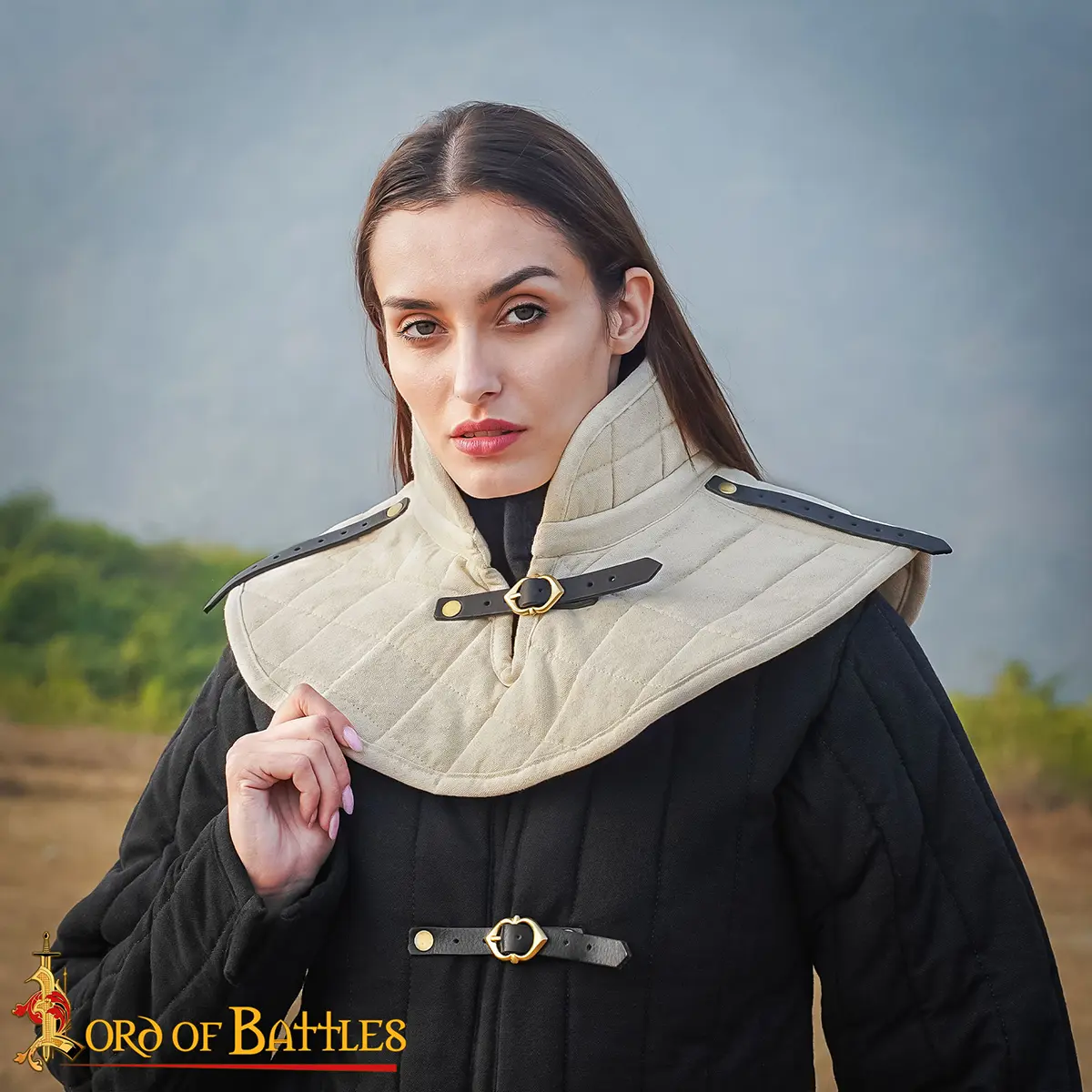 Medieval Quilted Cotton Canvas Arming Collar - Image 8