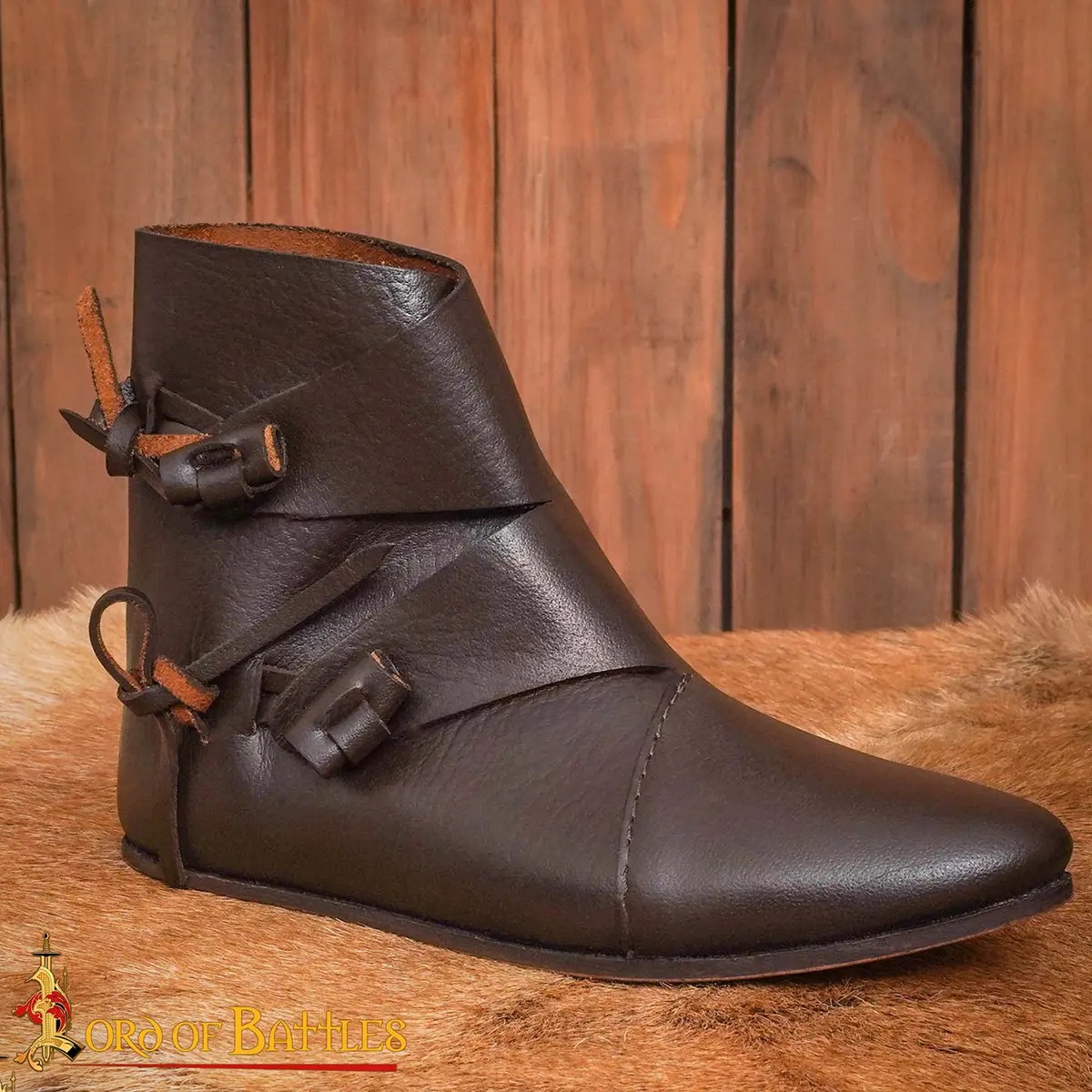 Early Medieval Jorvik Leather Toggle Shoes - Image 13