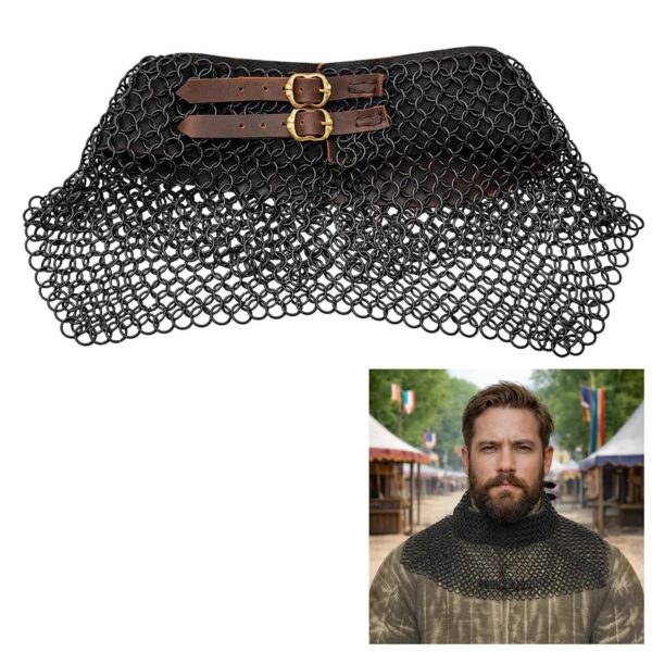 Medieval Mild Steel Butted Chainmail Gorget Collar