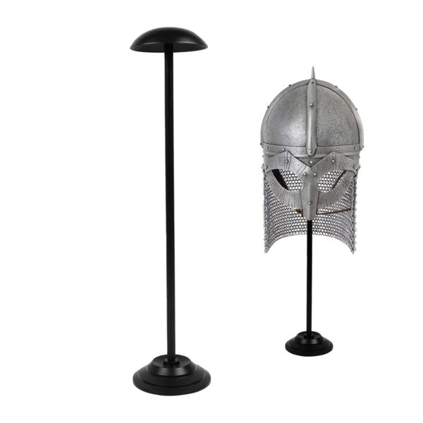 Forged Iron Medieval Helmet Display Stand, 25-Inch
