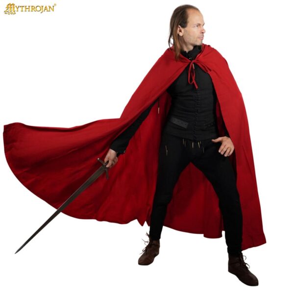 Medieval Hooded Cotton Cloak – Full-Length Reenactment Cape