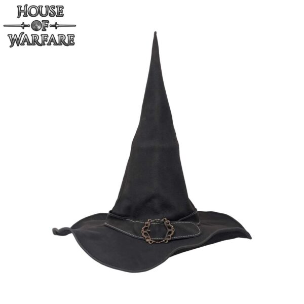 Handcrafted Leather Wizard Hat with Brass Buckle