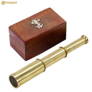 Collapsible Brass Pirate Telescope with Wooden Box – Spyglass