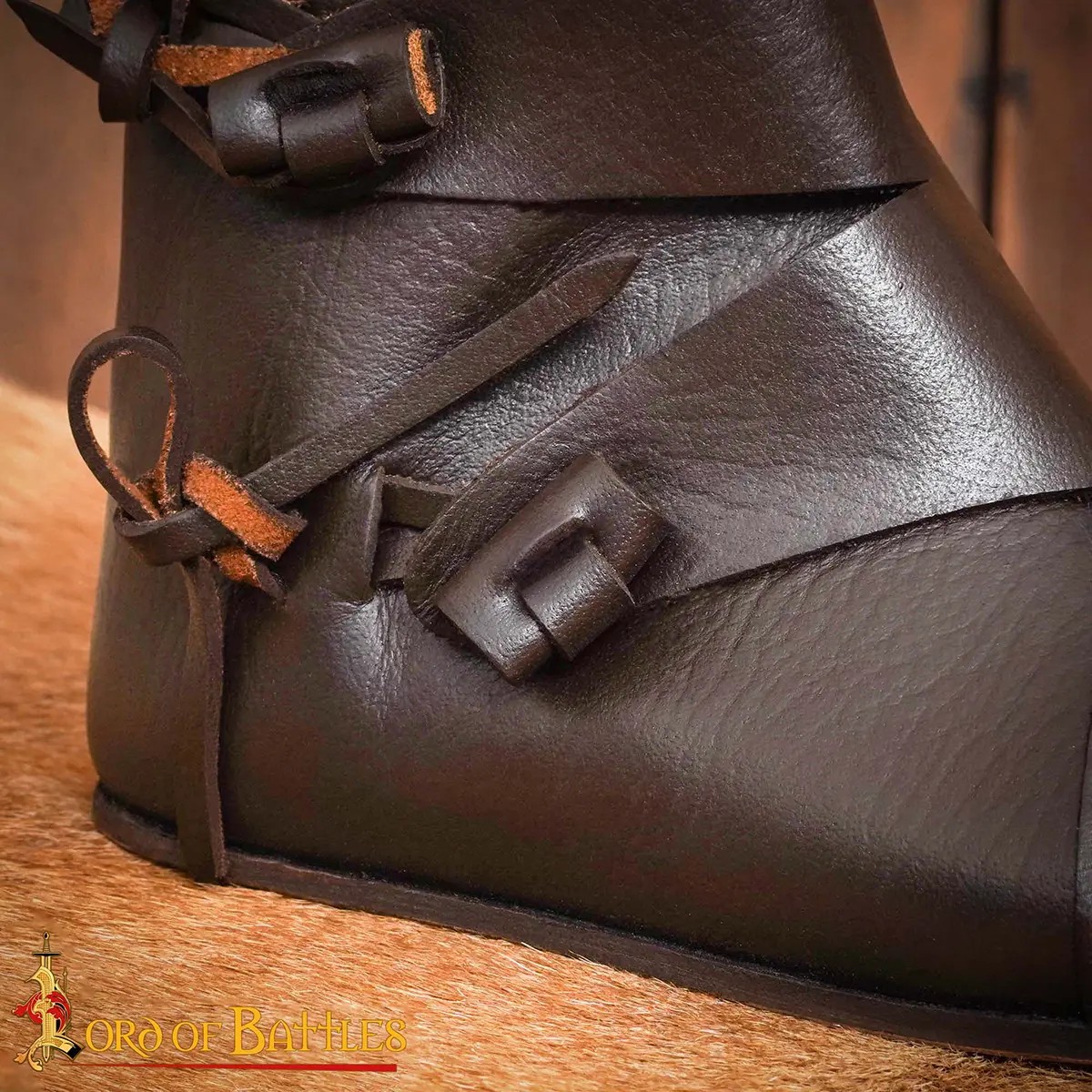 Early Medieval Jorvik Leather Toggle Shoes - Image 14