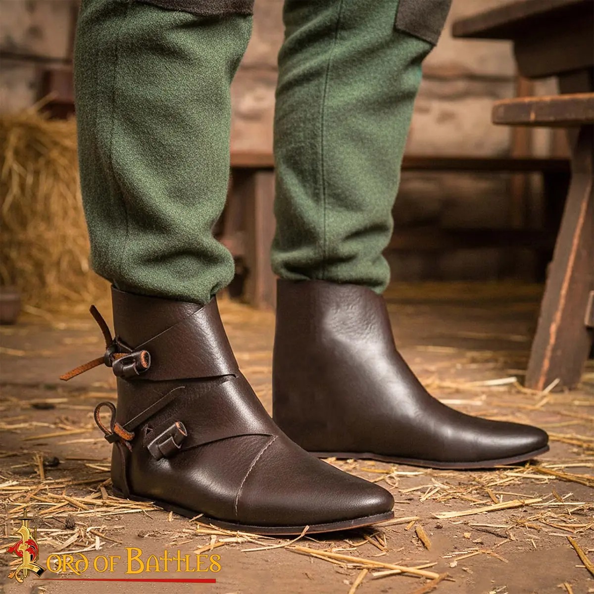 Early Medieval Jorvik Leather Toggle Shoes - Image 16