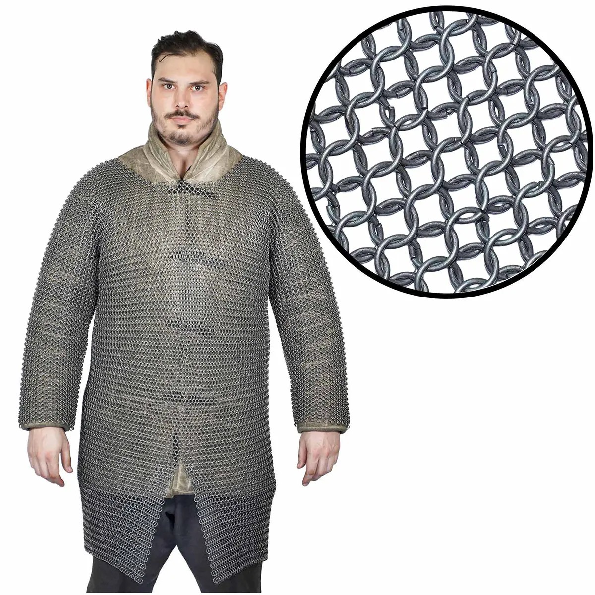 Medieval High-Tensile Spring Steel Butted Chainmail Hauberk