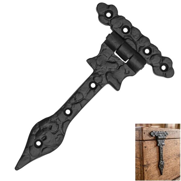 Cast Iron T Hinge with Hammered Black Finish