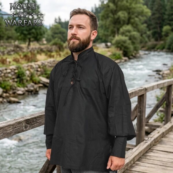 Medieval Lace-Up Cotton Pirate Shirt