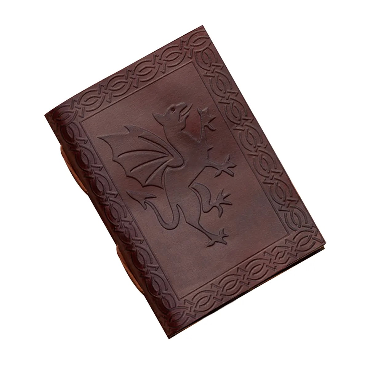 Embossed Dragon Buff Leather Journal with Tie Binding