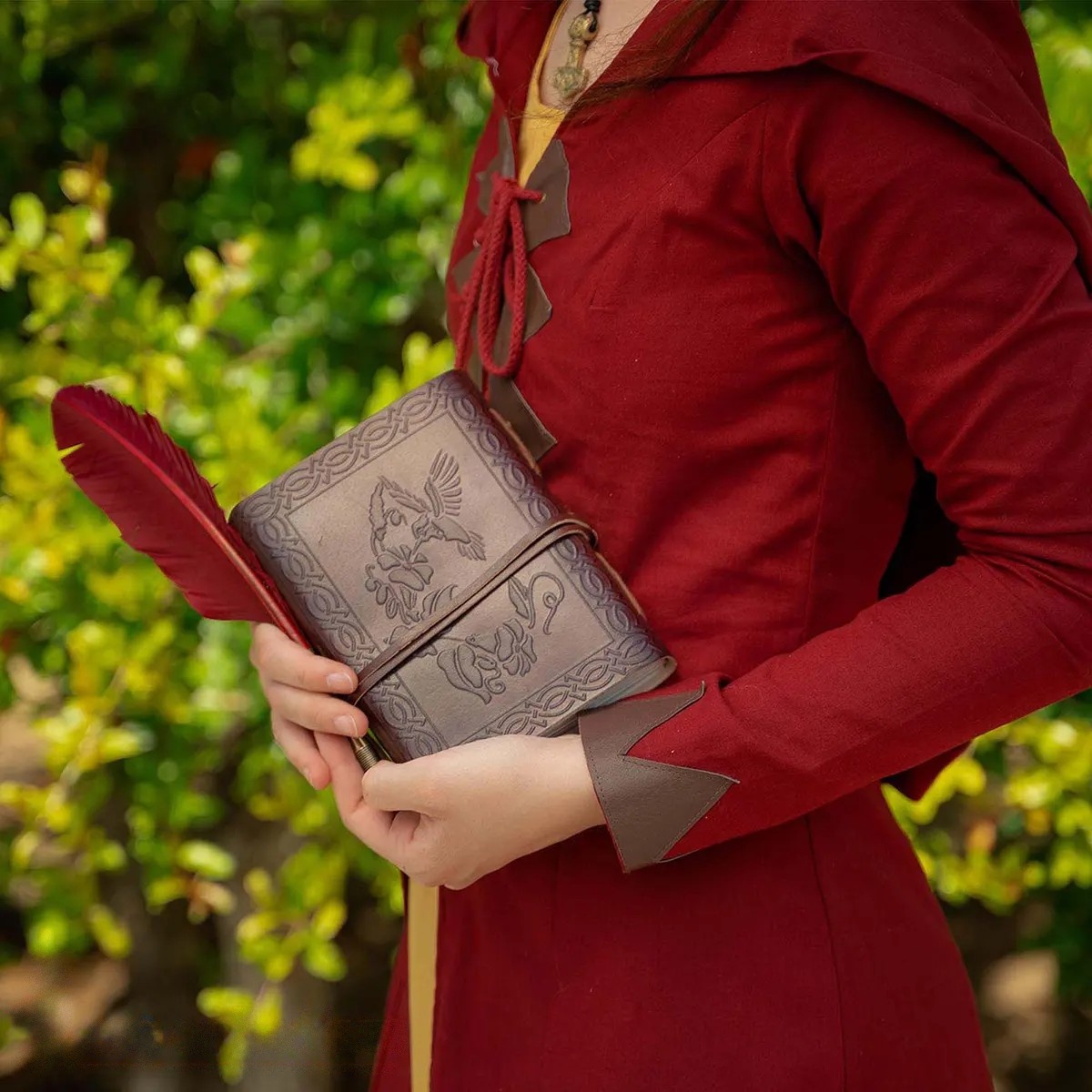 Embossed Dragon Buff Leather Journal with Tie Binding