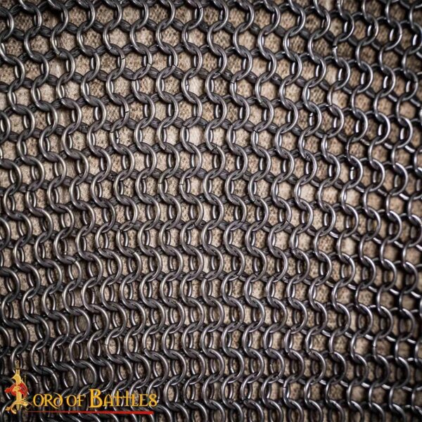 Medieval High Tensile Steel Chainmail Haubergeon, Half Sleeves