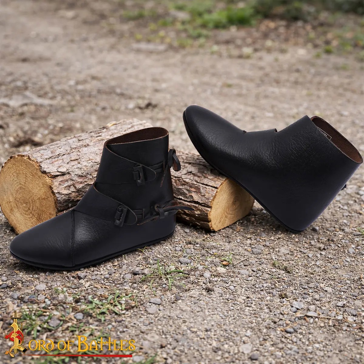 Early Medieval Jorvik Leather Toggle Shoes - Image 7