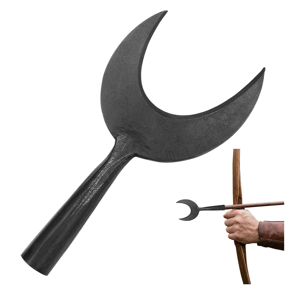 Hand-Forged Iron Rope Cutter Arrowhead, Medieval U-Shaped Point