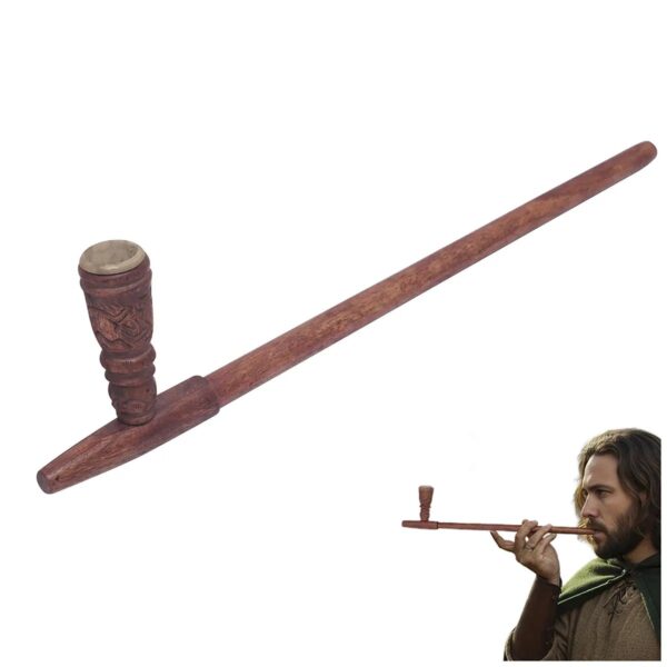 Handcrafted Inlaid Acacia Wood Historical Pipe